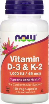 NOW FOODS VITAMIN D-3 & K-2 120 капс
